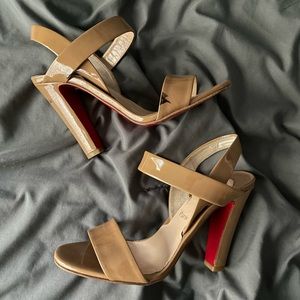 Louboutin Beige Nude Neutral high Heel Sandals 36.5